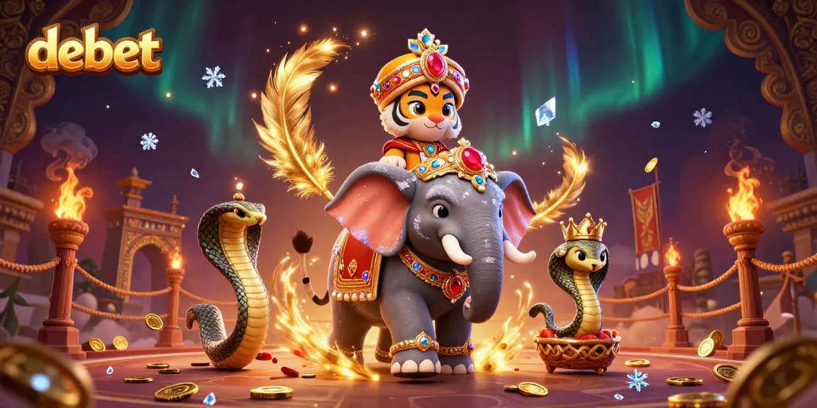 Experience the thrill of debet in this vibrant casino scene featuring a majestic maharaja tiger.