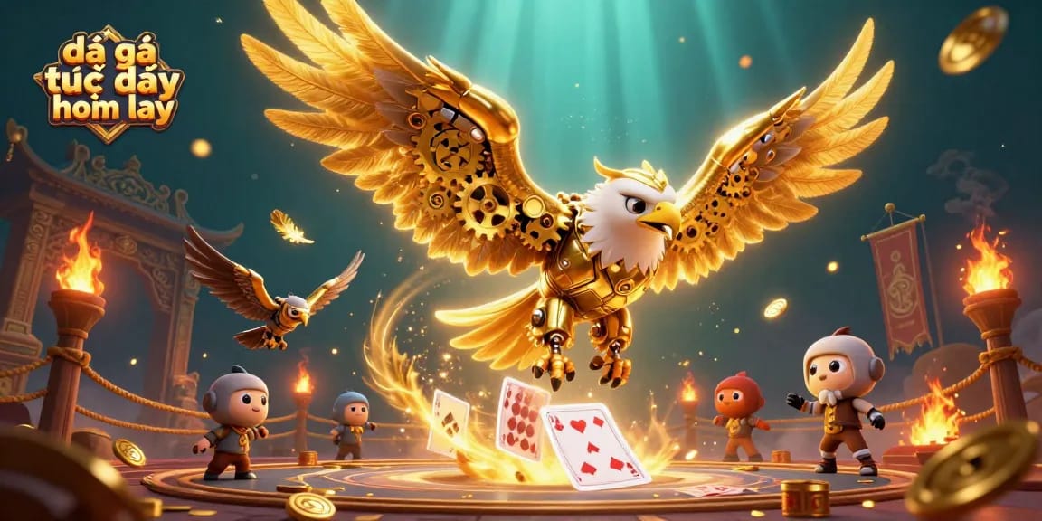 Engage with đá gà trực tiếp hôm nay, experiencing high-stakes action in a vibrant 3D arena setting.