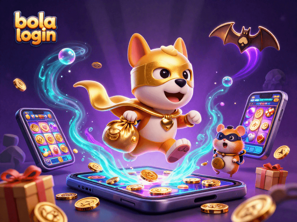 Experience exciting gaming action with bola login as our superhero dog collects treasures in this vibrant casino scene.