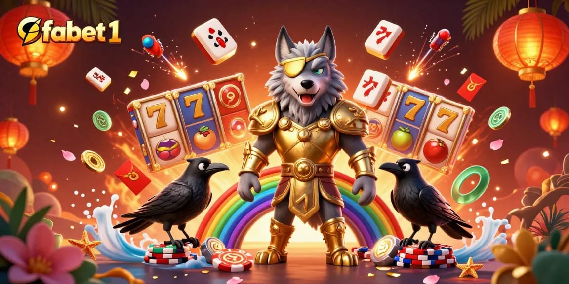 Experience winning slots at fabet1 with Odin and lucky elements in a vibrant 3D casino illustration.