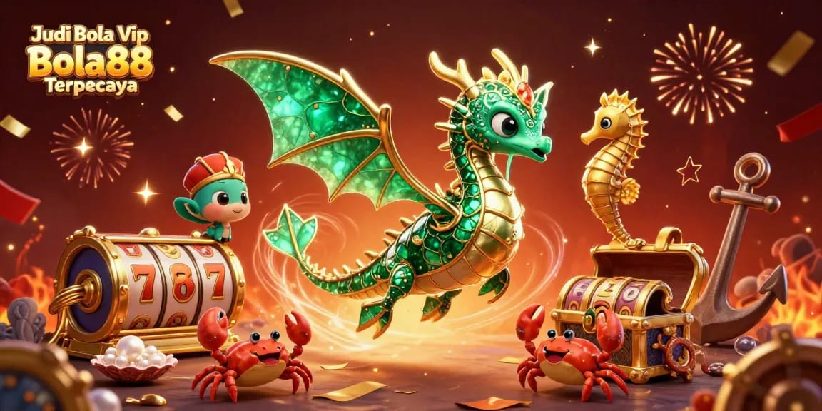 Engaging scene of Judi Bola Vip Bola88 Terpercaya showcasing slot elements and underwater treasures.