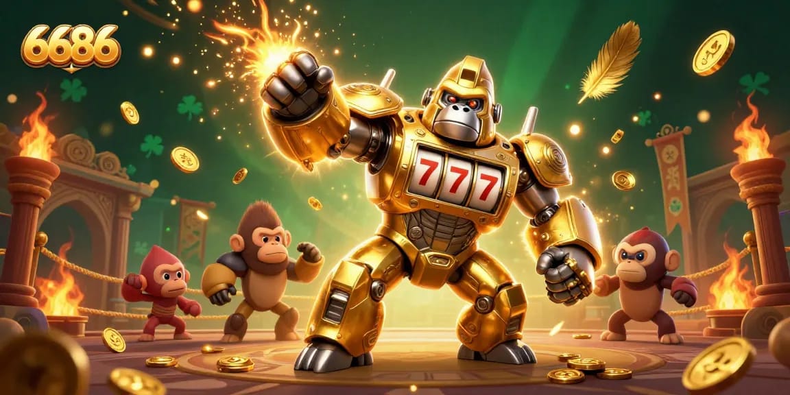Experience thrilling gameplay with the 6686 golden gorilla mech and dynamic casino elements.