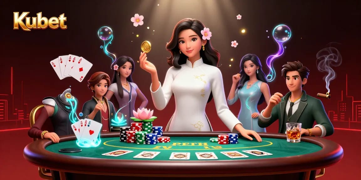 Kubet brings excitement to players, showcasing royal flush poker hands and engaging casino elements.