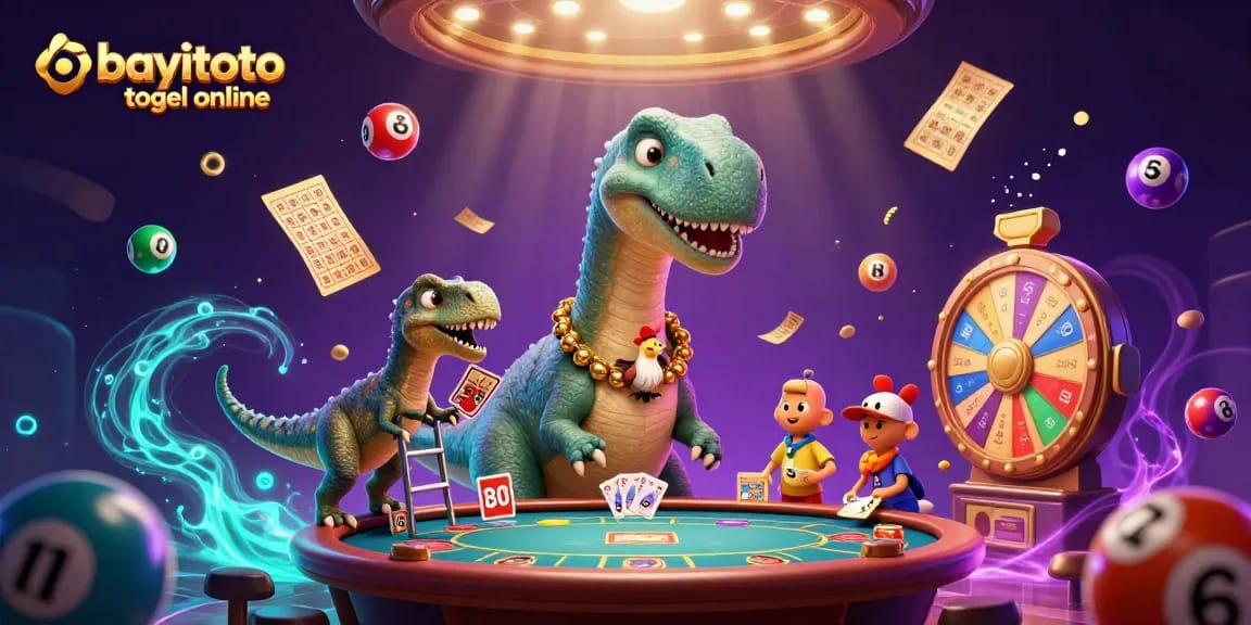 Experience excitement with bayitoto togel online in this vibrant 3D casino scene full of activities.