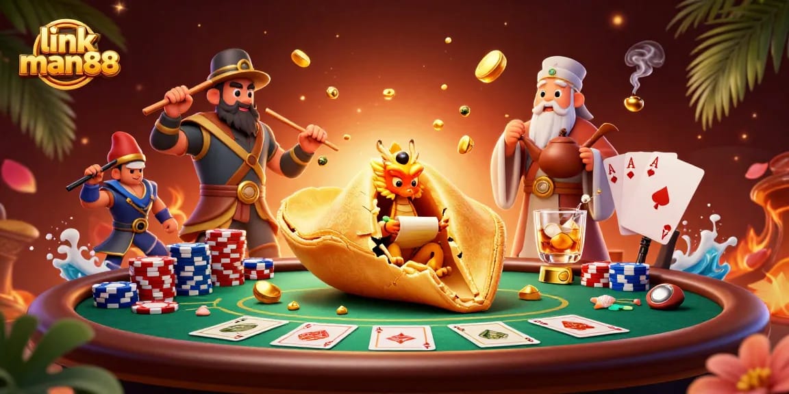 Experience thrilling action at link man88 with poker games, gold coins, and vibrant casino scenes.