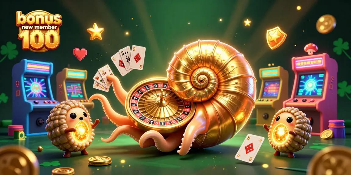 Engaging illustration representing the bonus new member 100 promotion in a vibrant casino setting, featuring a nautilus roulette.