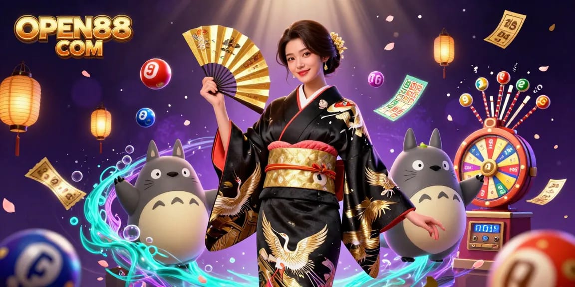Engage in thrilling games at OPEN88 COM with vibrant scenes filled with colorful lottery elements.