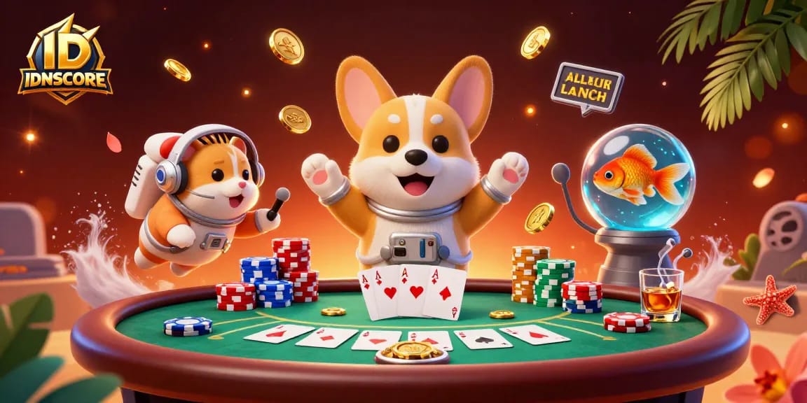 Experience thrilling action with IDNSCORE in a vibrant space casino scene featuring exciting gameplay elements.