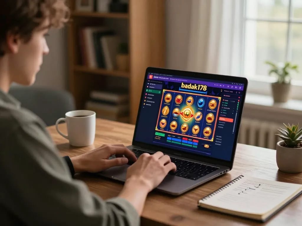 Engaging online gaming setup featuring badak178 slot interface, emphasizing strategic gameplay.
