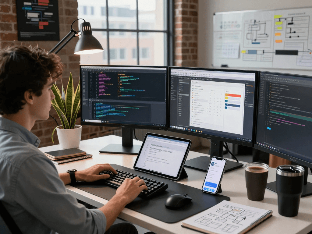使用WPS Office下载的软件开发者在现代办公环境中编写代码的场景