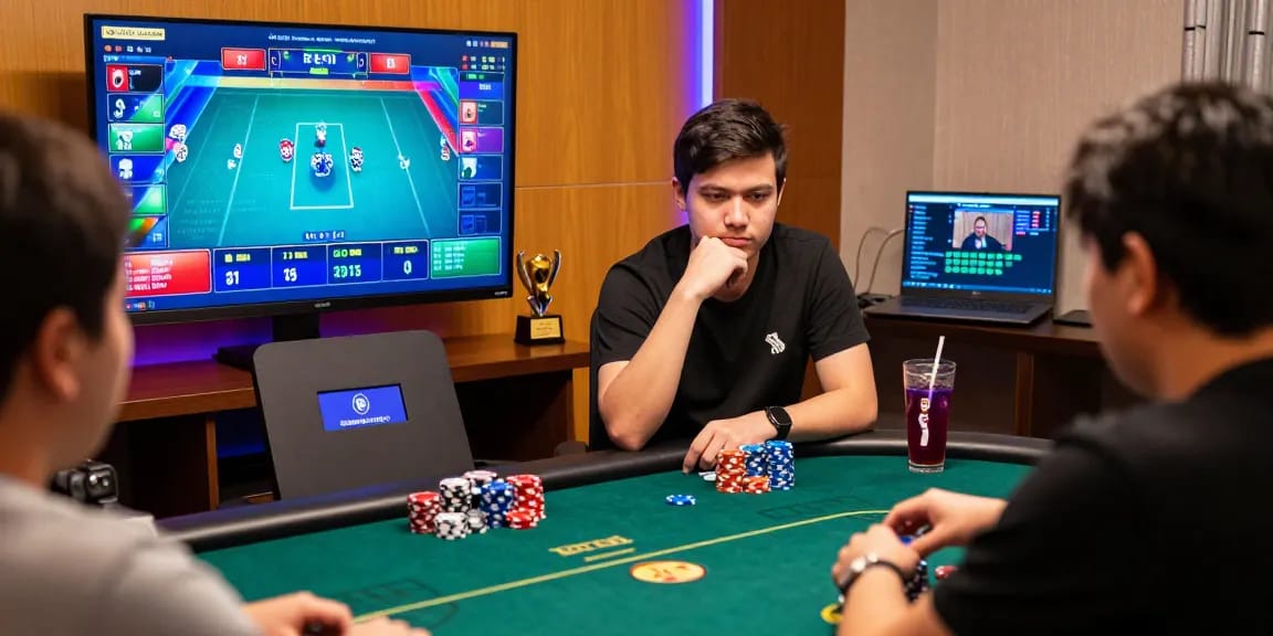 Situs Poker Online Resmi Domino88 interactive online poker game scene with players at digital tables.