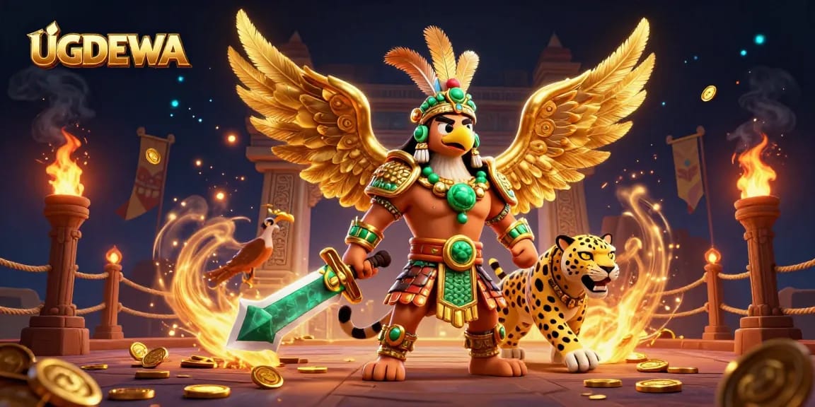 Experience gaming excitement at UGDEWA with vibrant casino-themed illustration.