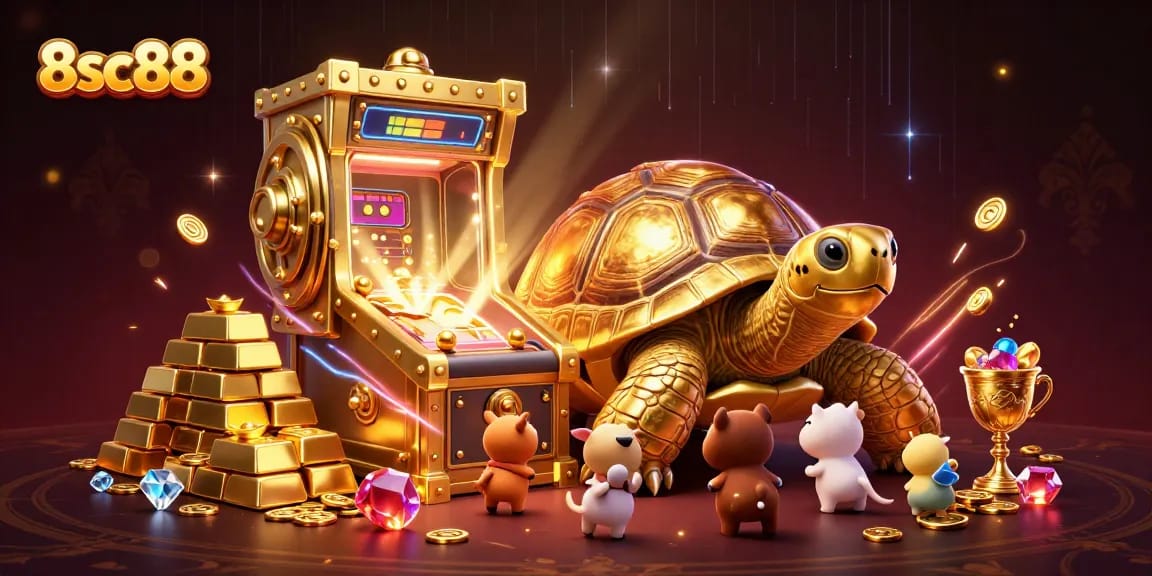 Play exciting games at 8sc88 as golden treasures and vibrant characters fill the scene.