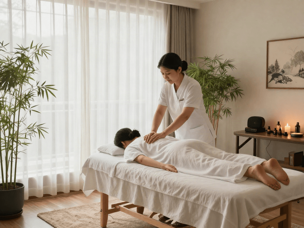 Relaxing 남양주출장안마 session at a tranquil spa with soothing ambiance.
