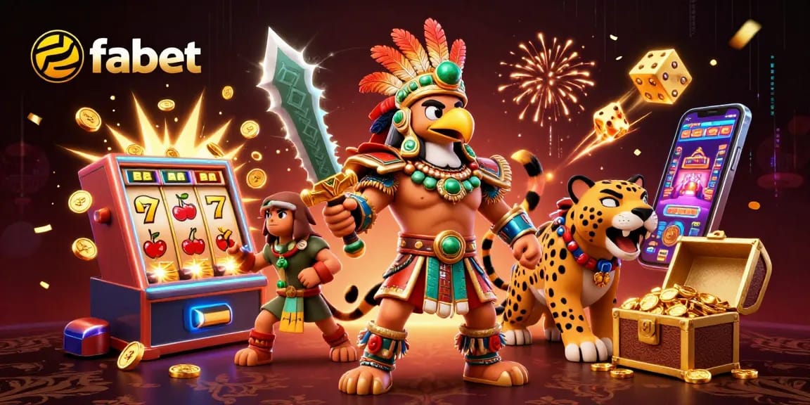 Experience the thrill of fabet gaming with Aztec warriors and jackpot explosions in this stunning illustration.