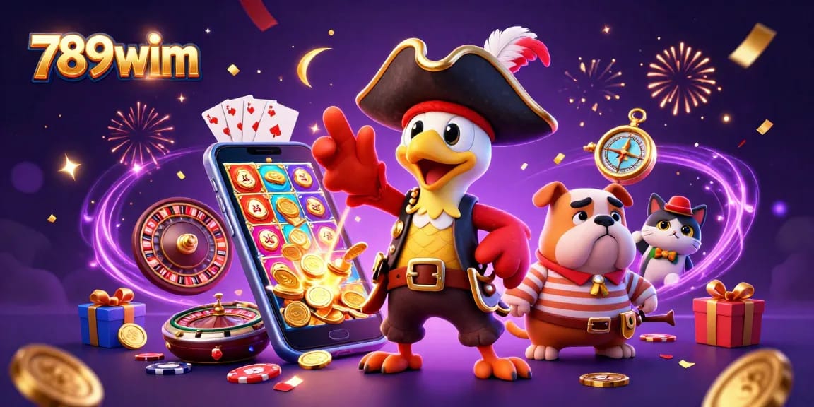Play slots and win big with 789wim in a vibrant 3D pirate-themed casino adventure.