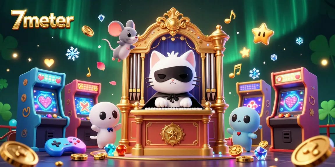 Experience gaming excitement with 7meter's vibrant casino scene featuring unique characters and dynamic game elements.