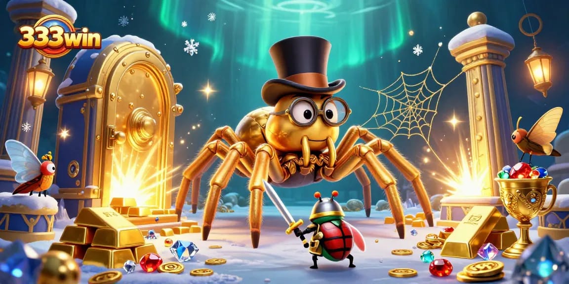 Experience the thrill of 333win as a golden tarantula weaves dazzling casino treasures.