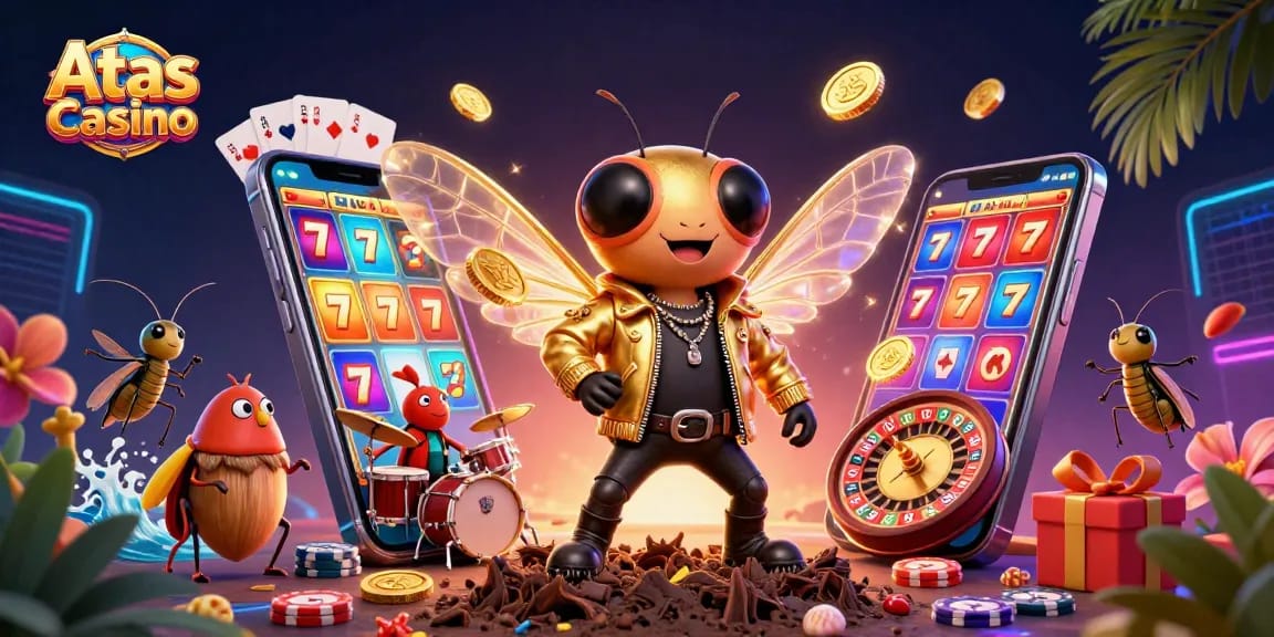 Experience thrilling gameplay at Atas Casino with dynamic 3D casino characters and vibrant gaming elements.