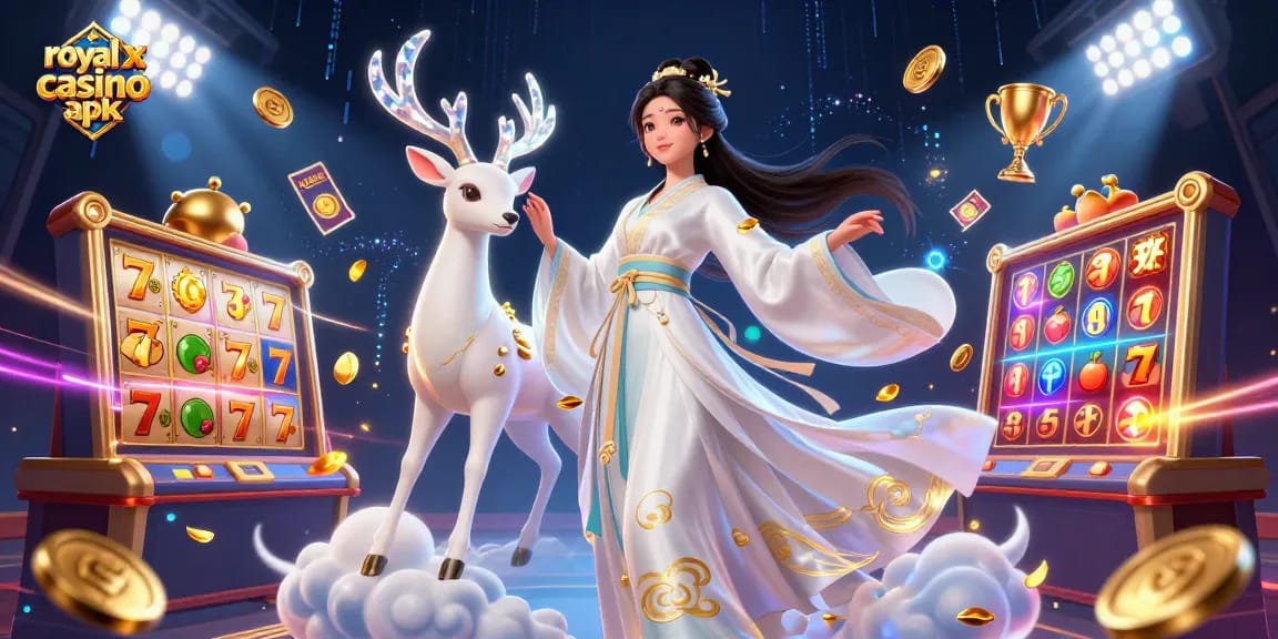 Immerse in Royal X Casino APK gameplay featuring vibrant slots and engaging atmosphere.