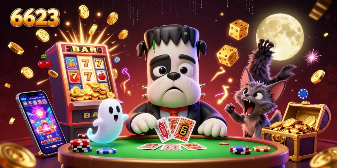 Win big at 6623 with thrilling casino games featuring a spooky atmosphere and golden jackpot!