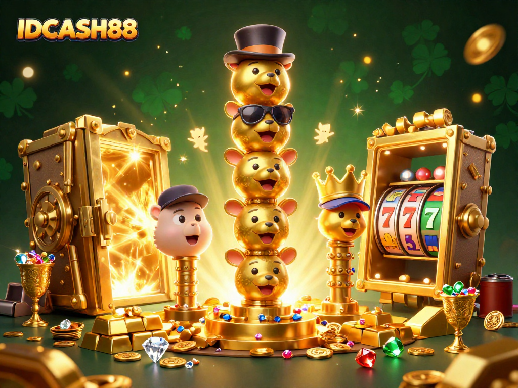 Spin the reels with IDCASH88, embracing excitement through vibrant 3D casino elements.