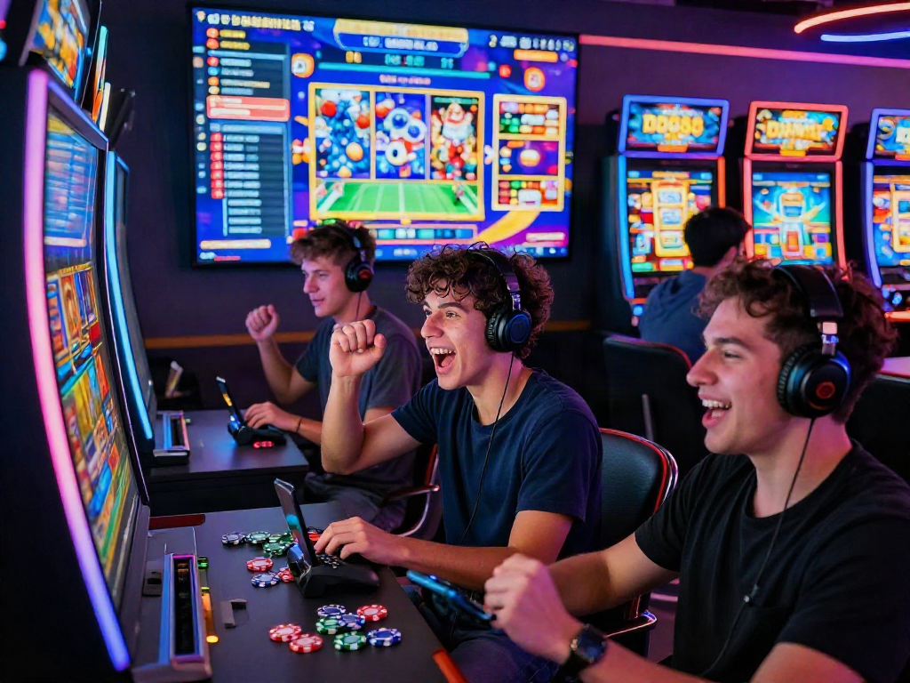 Exciting online gaming scene at DA88 with players enjoying slot games and live betting.