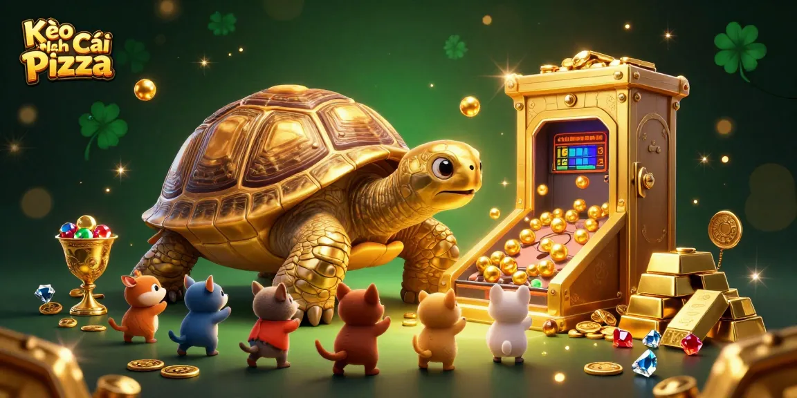 Experience the fun of Kèo Nhà Cái Pizza with golden tortoise pinball and jewel treasures.