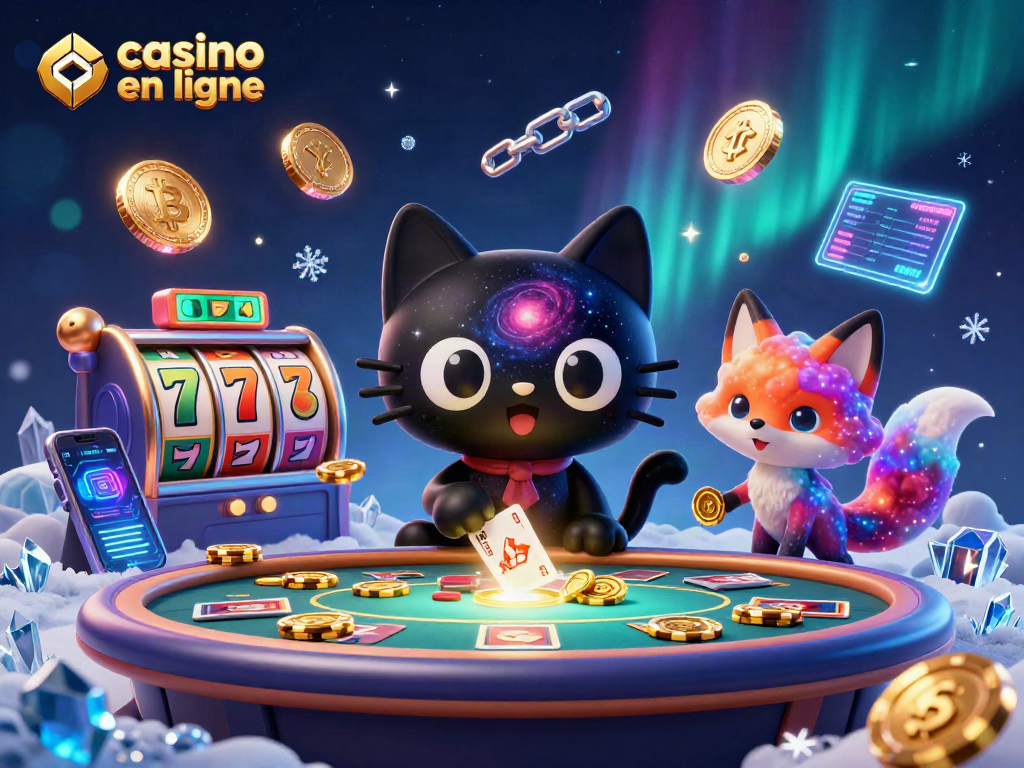 Jouez aux machines à sous au casino en ligne avec une illustration dynamique et colorée.