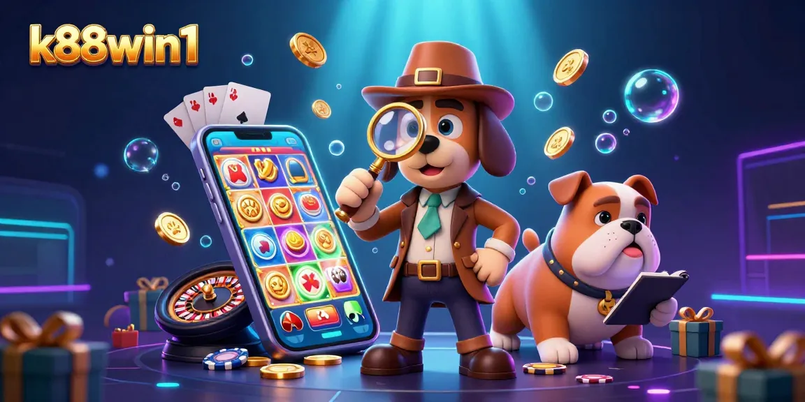 Engage with k88win1 as the detective uncovers treasures in a vibrant casino setting.