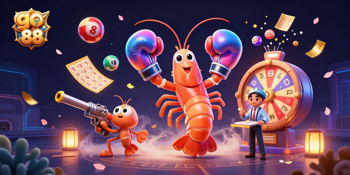 Engage with go 88 in this vibrant 3D scene filled with lottery balls and prizes