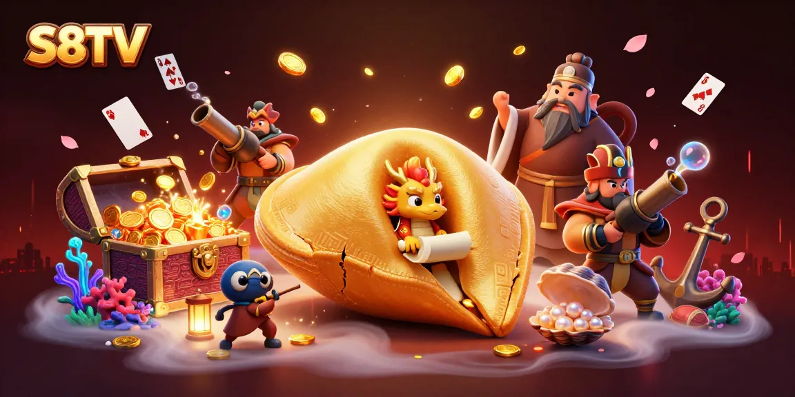 Experience thrills with S8TV's engaging 3D gold fortune cookie illustrating the excitement of live betting.
