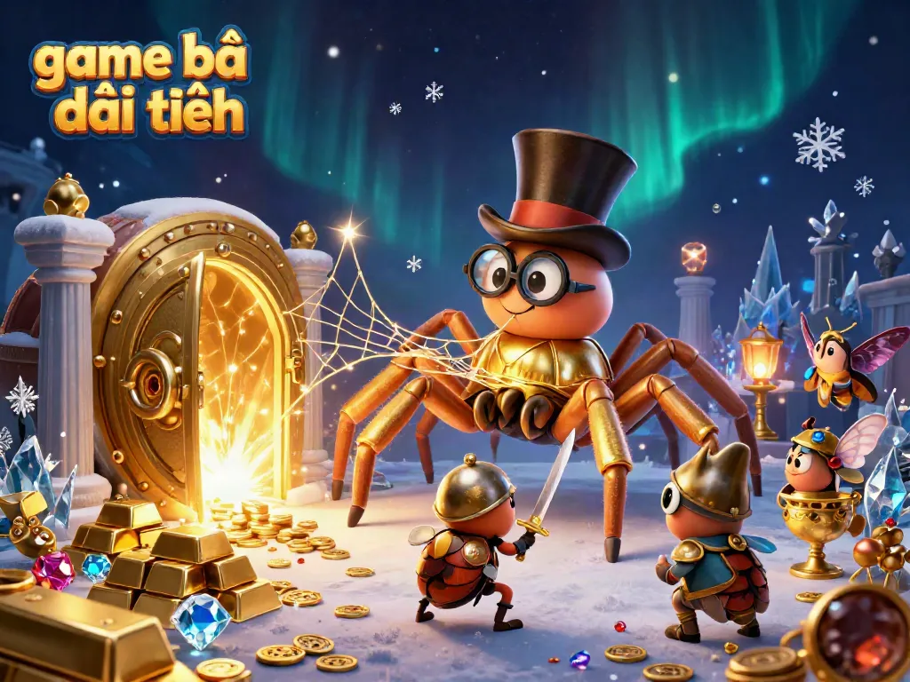 Experience thrilling game bài đổi thưởng with a golden tarantula weaving wealth among enthralled spectators.