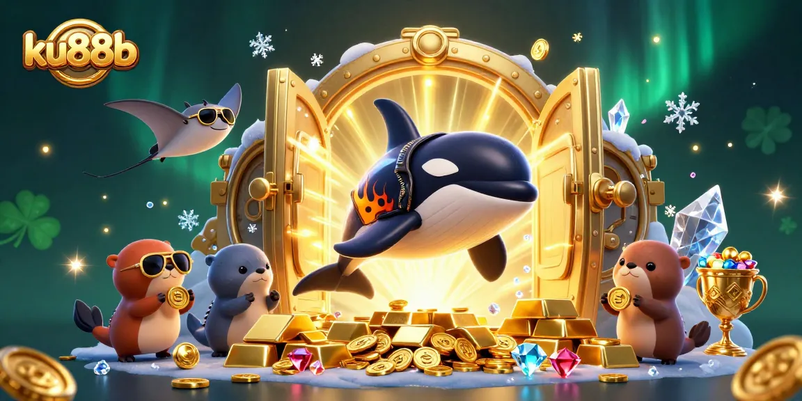 ku88b engages players with vibrant 3D submarine casino adventure featuring orca, stingray, and otters.