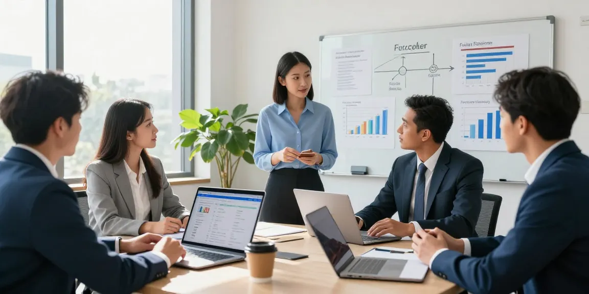 Team collaborating on PayPal merchant cash advance strategies in a bright office setting, showcasing innovative financing solutions.