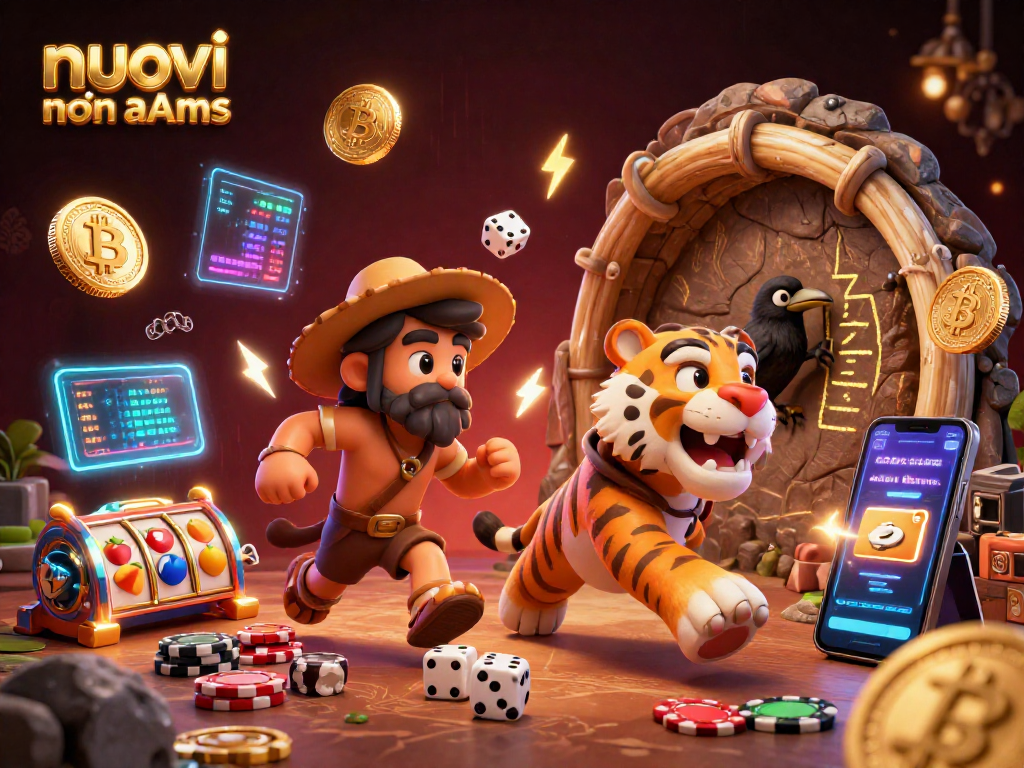 Scopri nuovi casinò non AAMS con un'illustrazione vivace di un casinò preistorico.