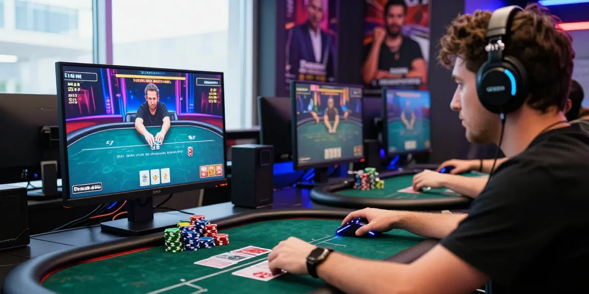 Experience the excitement of Game Poker Uang Asli Dominobet in a lively online environment with a focused player.
