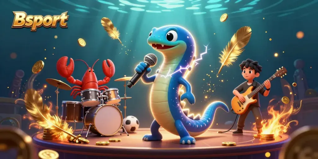 Experience the thrilling world of Bsport with our dynamic underwater casino illustration featuring a DJ eel.