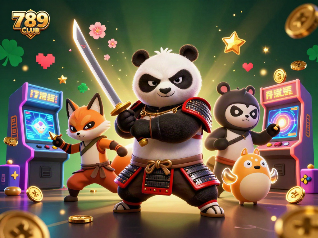 Experience thrilling gaming action at 789CLUB with vibrant characters and casino elements.