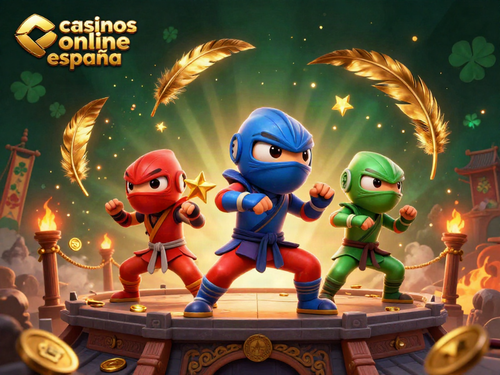 Juega en los casinos online España con esta ilustración colorida y dinámica de chameleones guerreros.
