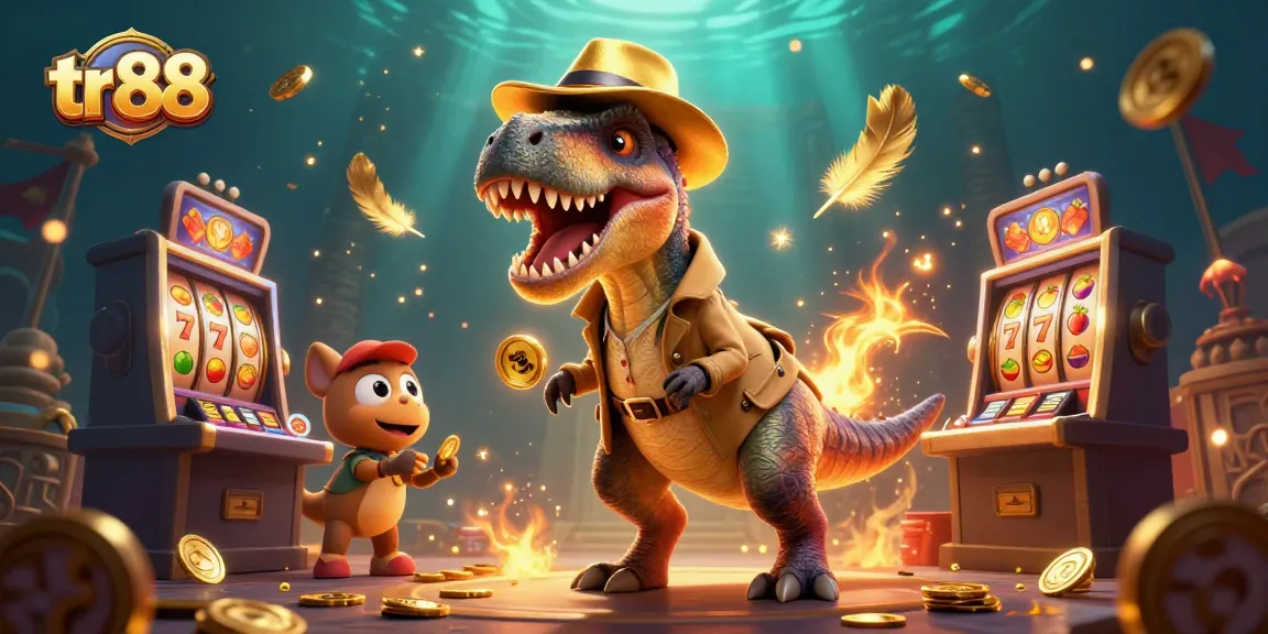 tr 88 velociraptor counter sneaks chips at vibrant casino slot machine scene