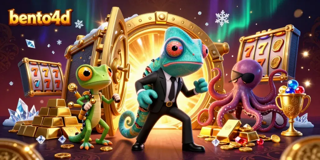 Spin the reels with bento4d featuring vibrant casino elements in an action-packed 3D illustration.