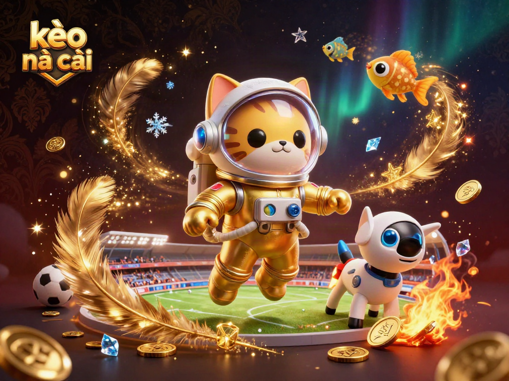 Experience dynamic sports betting action with kèo nhà cái showcased in an engaging space-themed illustration.