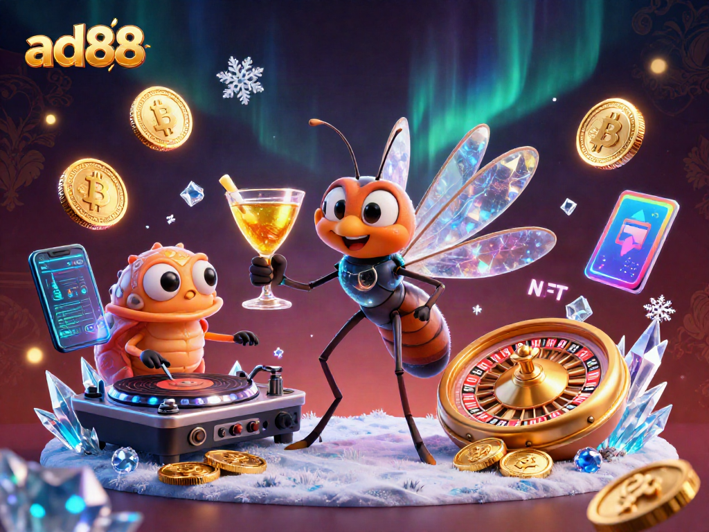 Engage with ad88 while enjoying a dynamic casino atmosphere featuring unique characters and immersive crypto elements.