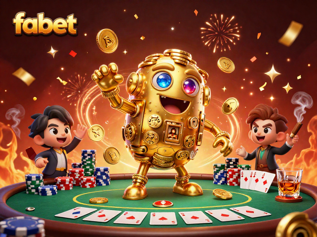Win with fabet's dynamic gaming experience featuring golden golem and poker elements.