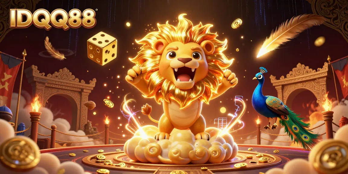 Experience thrilling wins with IDQQ88's vibrant gaming scene featuring golden dice and animated characters.