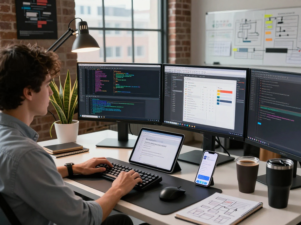 使用WPS Office下载的软件开发者在现代办公环境中编写代码的场景