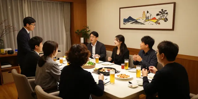 강남 구구단의 독립된 룸에서 고객과 매니저가 대화하는 모습