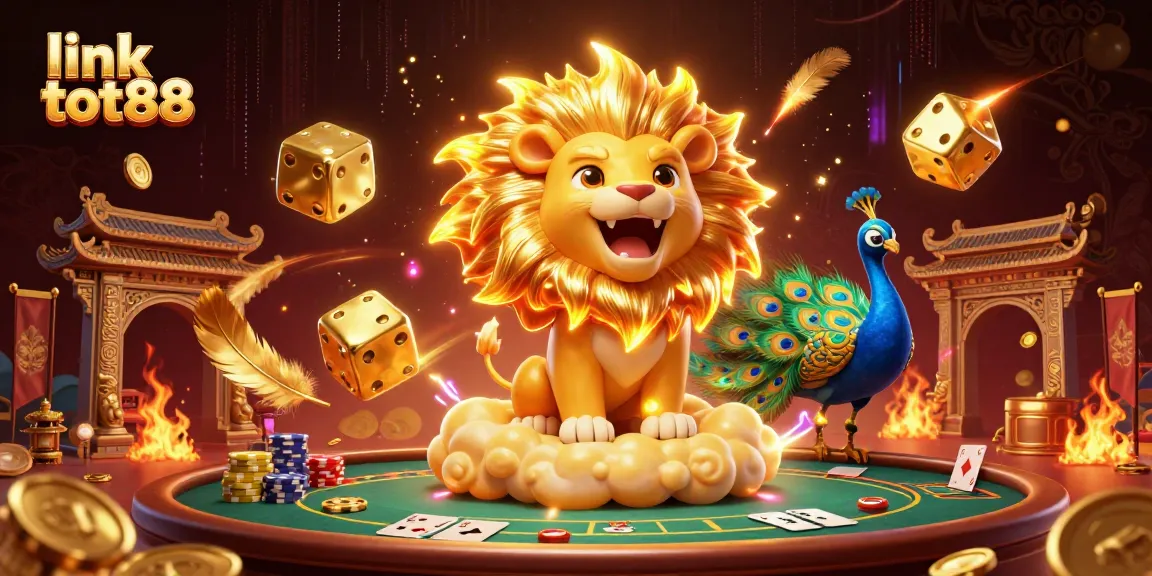 Experience thrilling gameplay with link tot88 as a roaring lion leads the adventure through vibrant casino elements.