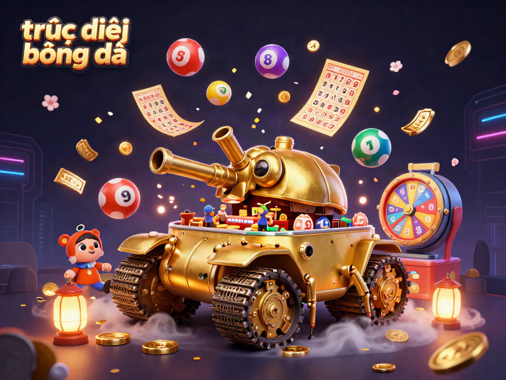 Experience thrilling trực tiếp bóng đá action with a dynamic 3D casino scene filled with vibrant elements.